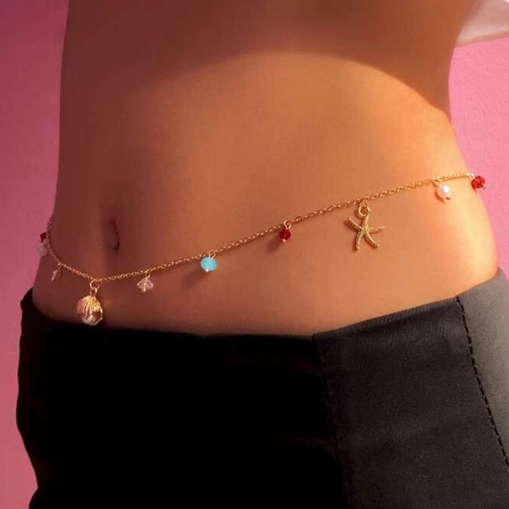 Mermaid Peaking Pearl Beachy Sexy Belly Chain - Picture 5 of 9